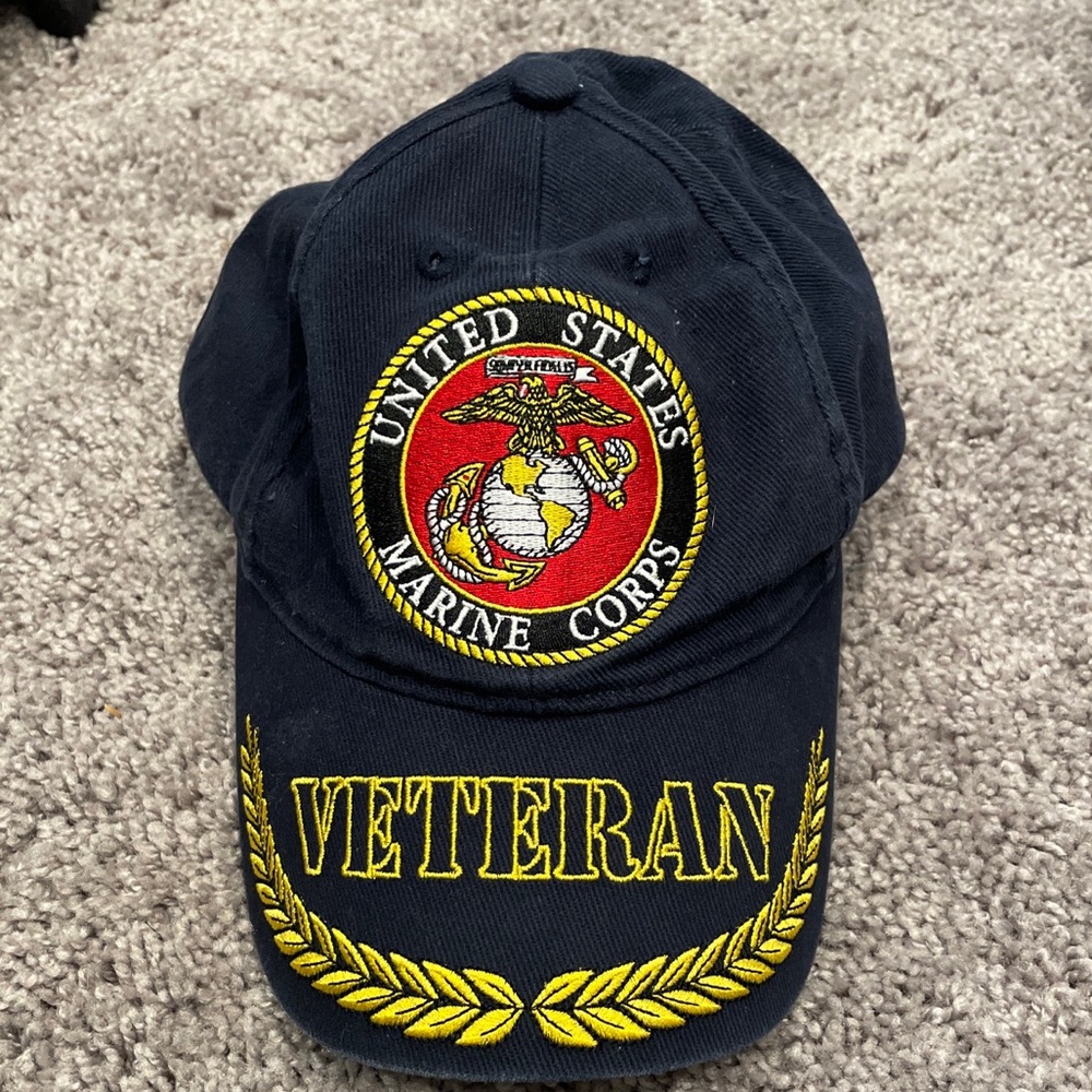 United States Marine Corps Veteran Blue Hat Cap USMC Adjustable Metal